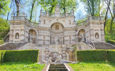 Baroque fountain and statues in Turin, Italy, part of the Royal Pass tour.