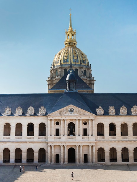 Courtyard of Army Museum with dome in Paris, France.
