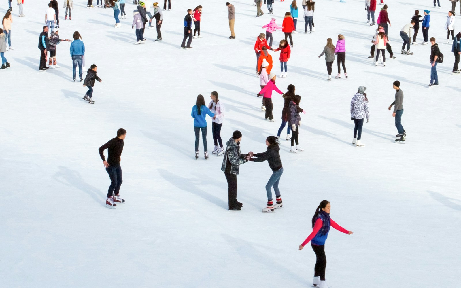 People ice skating at Blue Ice Snow Park, Johor Bahru.