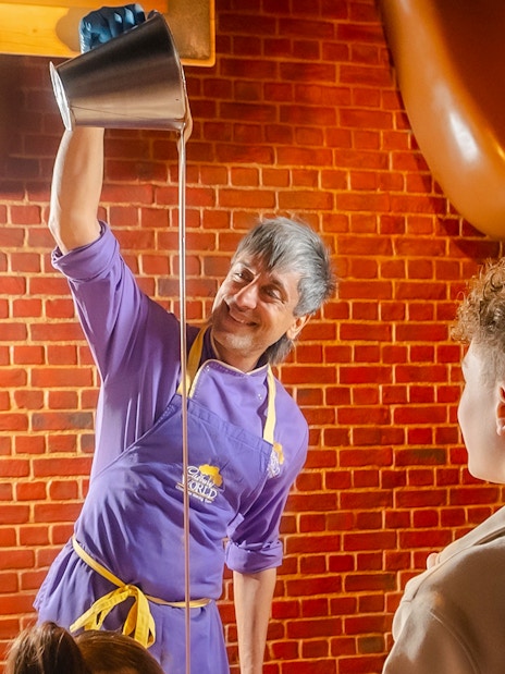 Chocolate pouring demonstration at Have a Go Zone, Cadbury World.