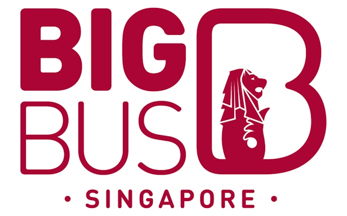 Big Bus Singapore logo with Merlion icon.