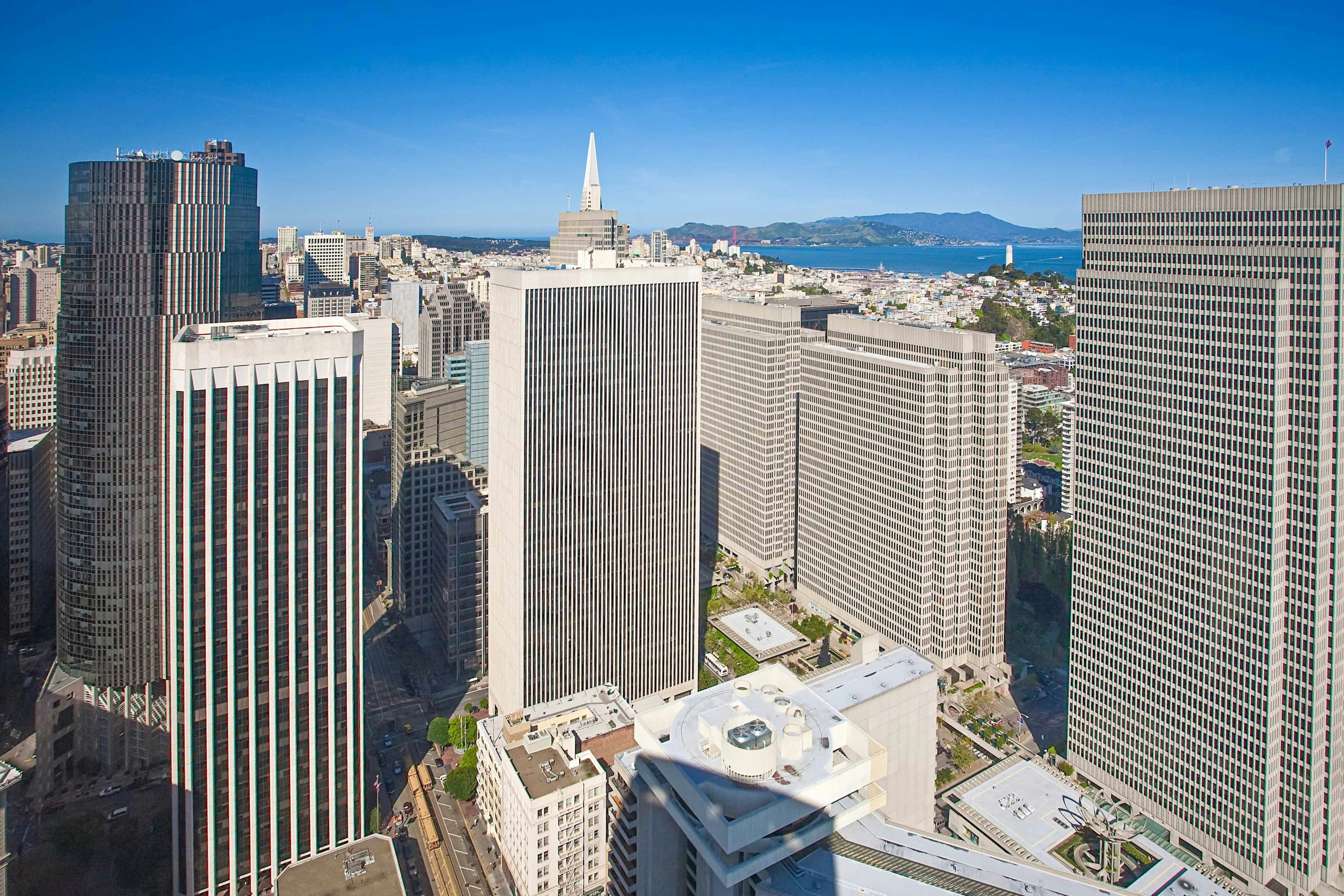 Embarcadero Center San Francisco with bustling street and modern architecture.