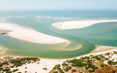 Aerial view of Atins sand dunes and lagoons, part of the 4x4 tour from Sao Paulo.
