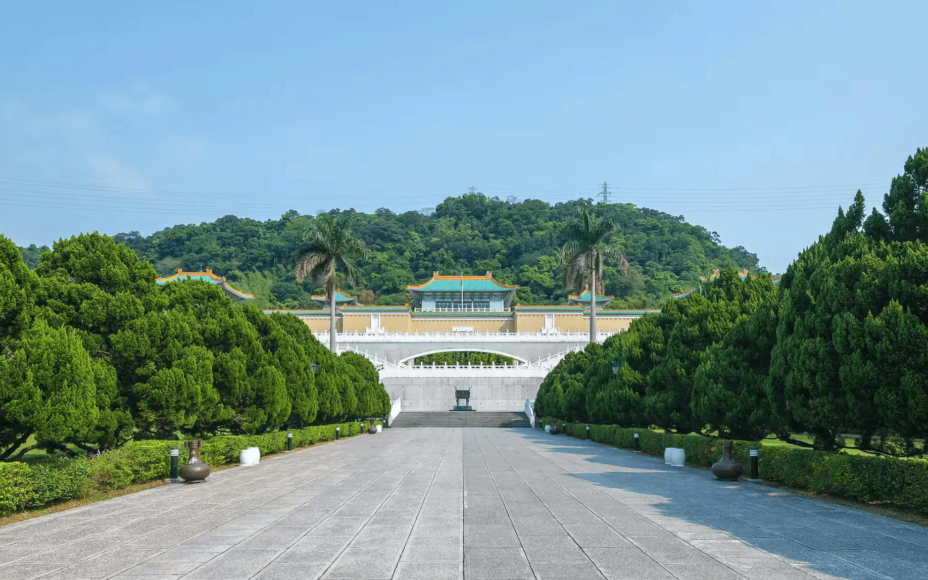 National Palace Museum entrance with lush greenery, Taipei, Taiwan.