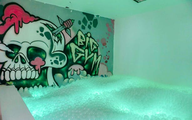 Graffiti art and ball pit at The Selfie Experience in Phuket.