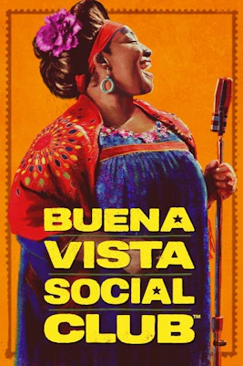Buena Vista Social Club Broadway show poster with vibrant singer.
