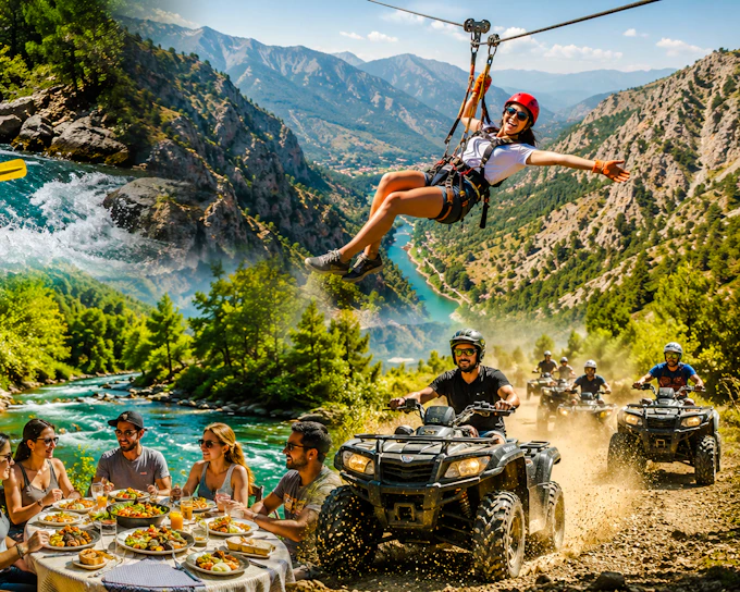 Alanya Rafting, Zipline, Jeep and Quad Safari Combo with Lunch and Transfers (Product 52823)