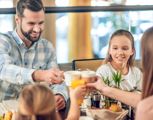 A family having coffee near Myvatn Nature Baths