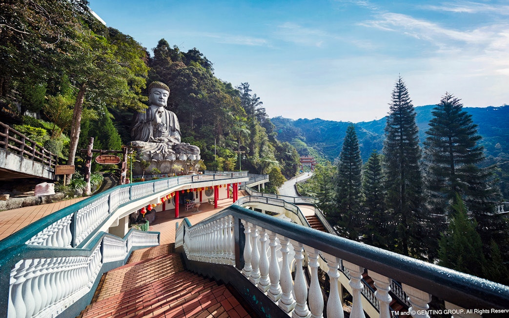 Genting Highlands Buddha statue and scenic view near Kuala Lumpur.