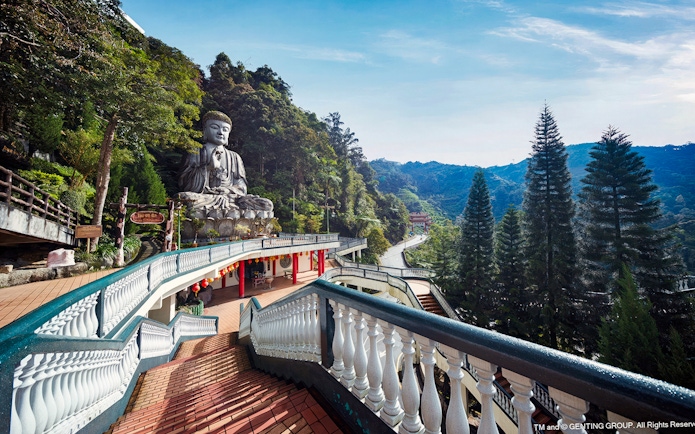 Genting Highlands Buddha statue and scenic view near Kuala Lumpur.