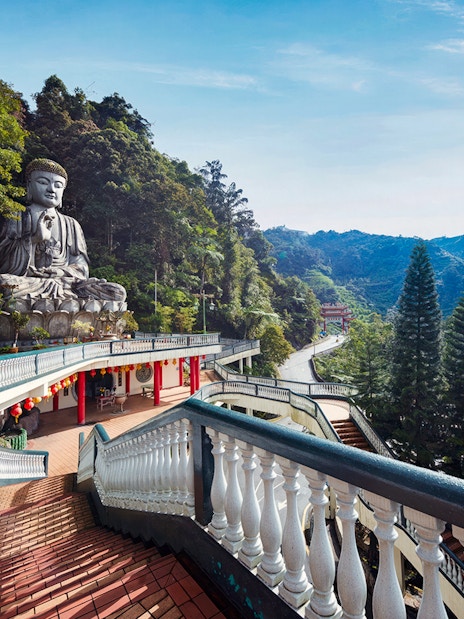 Genting Highlands Buddha statue and scenic view near Kuala Lumpur.