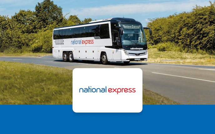 National Express coach traveling from Stansted Airport to London Liverpool Street Station.