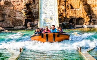 Guests on a water ride at Vialand Theme Park, Istanbul.