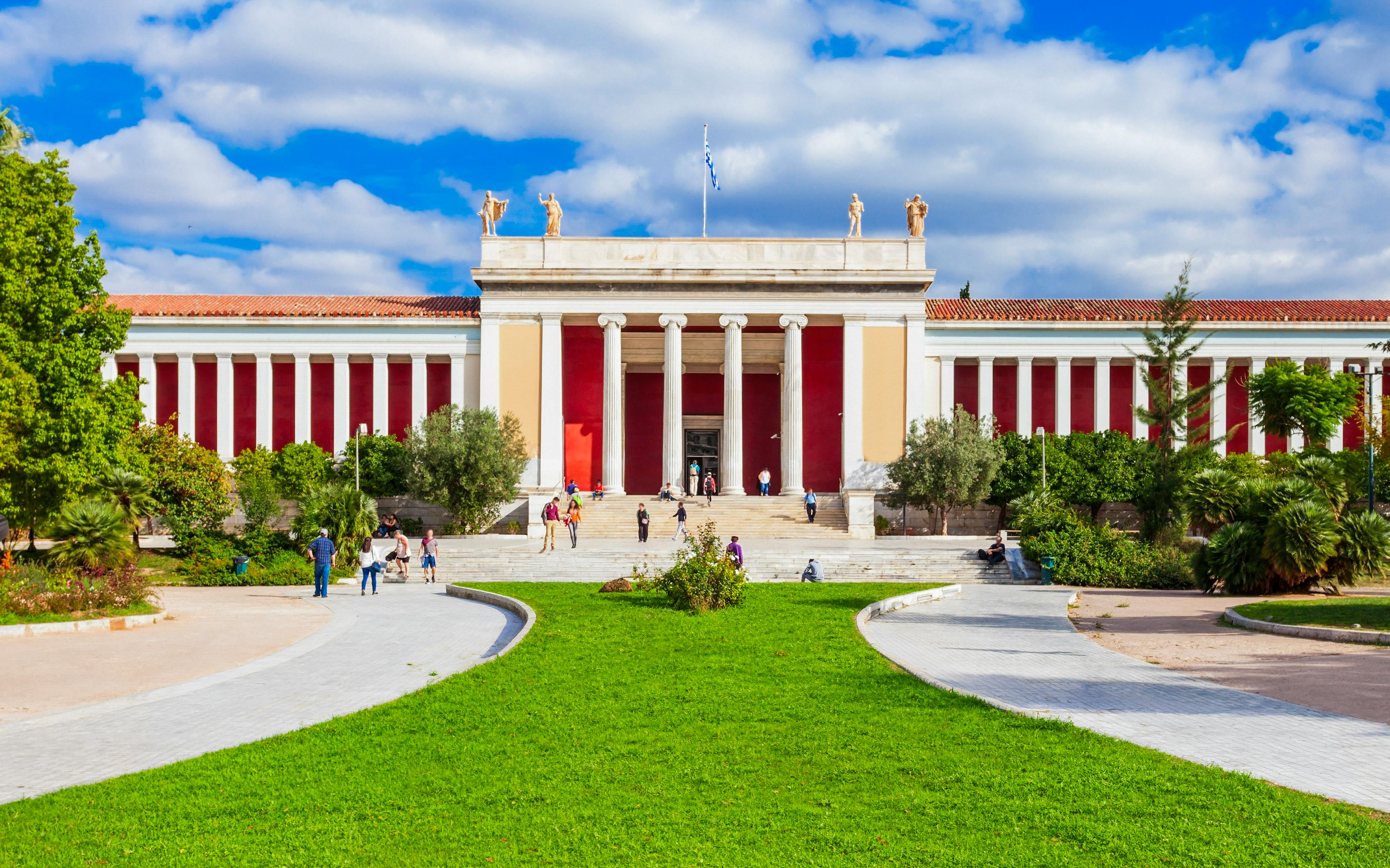 National Archaeological Museum entrance with columns, Athens.