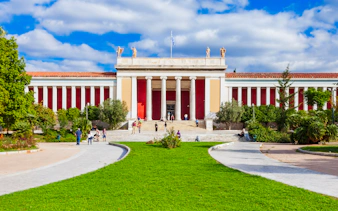 National Archaeological Museum entrance with columns, Athens.