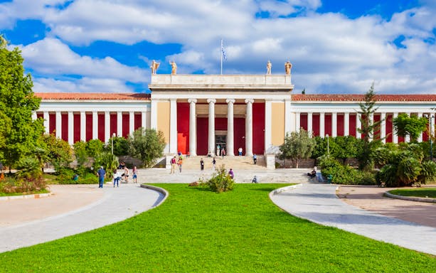 National Archaeological Museum entrance with columns, Athens.