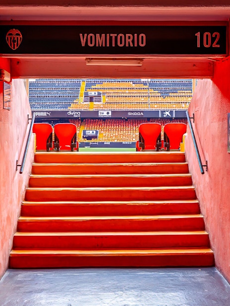 Stadium entrance tunnel leading to Mestalla seating area, Valencia CF.