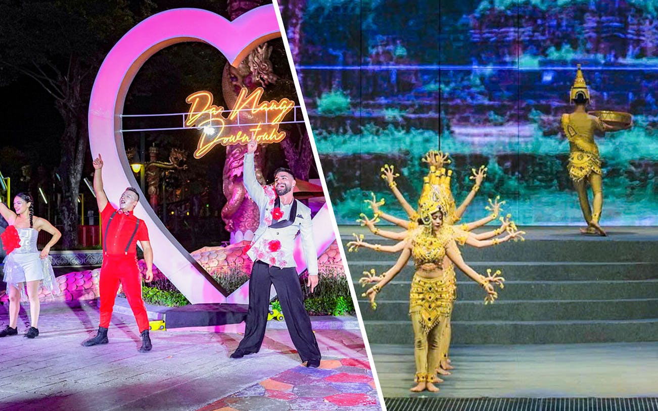 Performers in vibrant costumes at Da Nang Downtown and Charming Show.