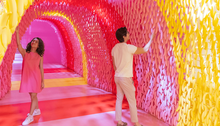 Ice cream sundae with chocolate syrup and cherry