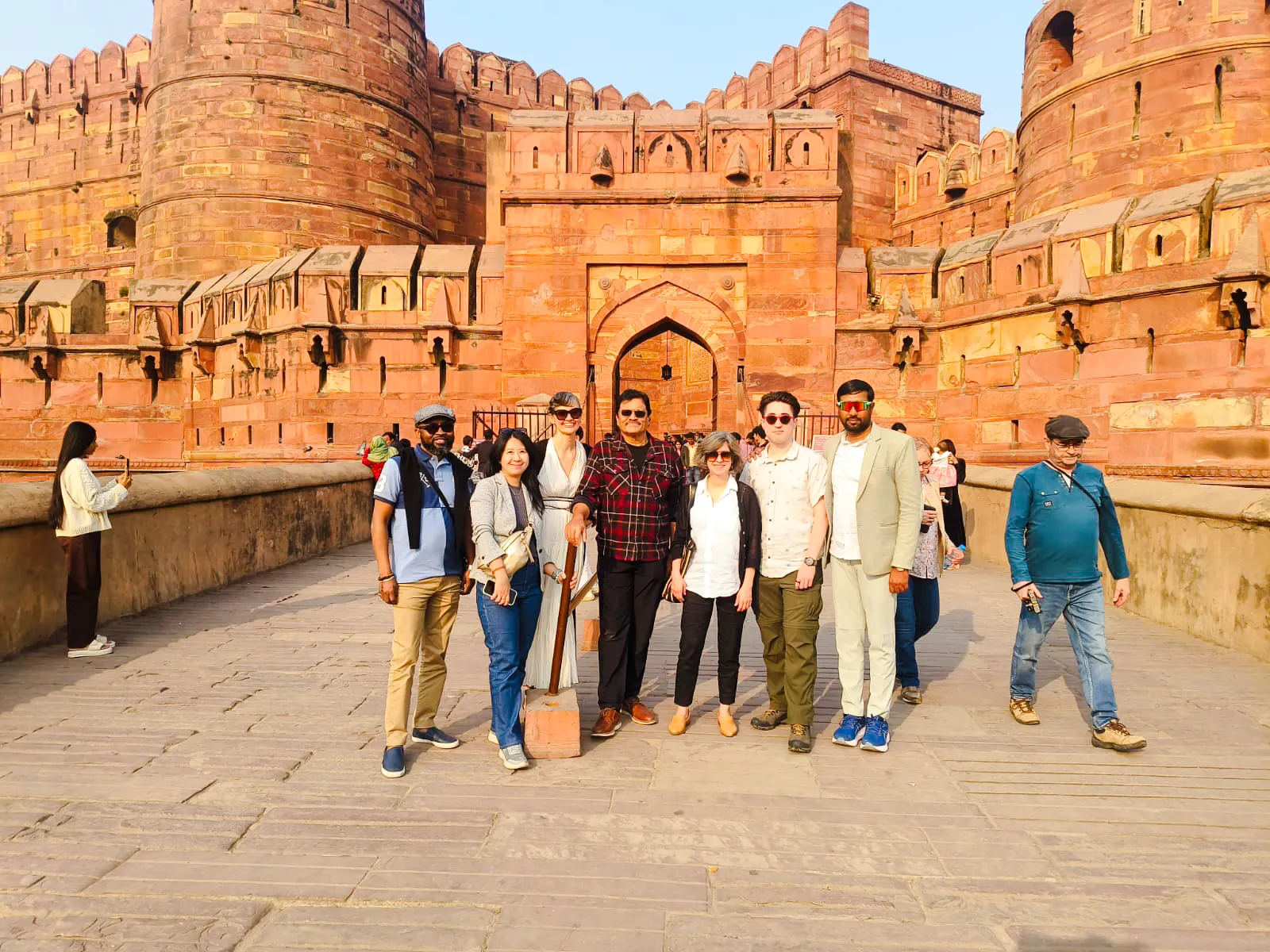 Group of tourists at Agra Fort during a private guided heritage tour in Agra.