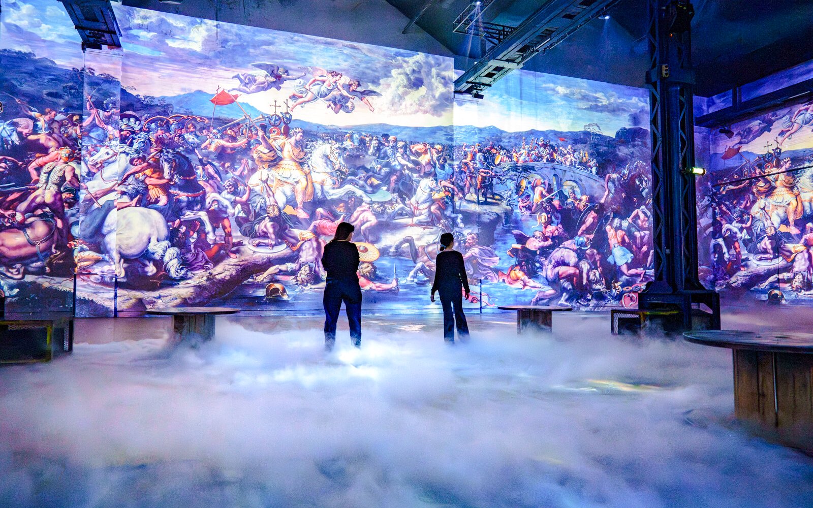 Immersive Renaissance art display at Atelier des Lumières, Paris, France.