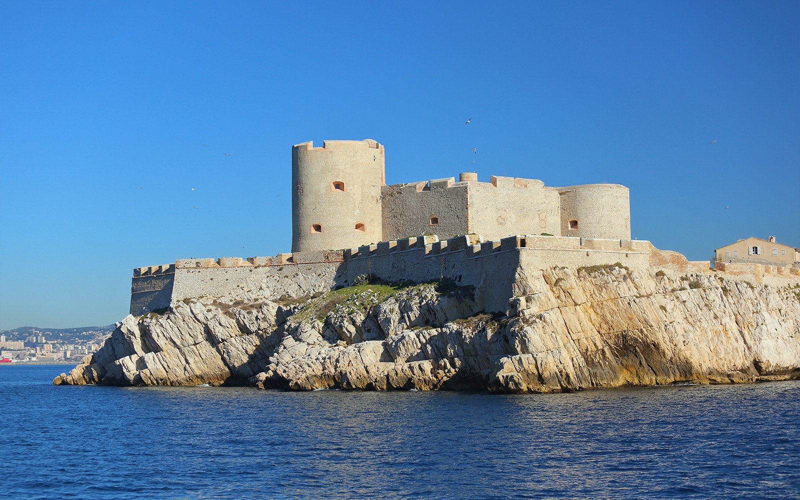 Chateau d'If fortress on rocky island near Marseille, France.