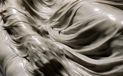 Veiled Christ sculpture detail at Sansevero Chapel, Naples.