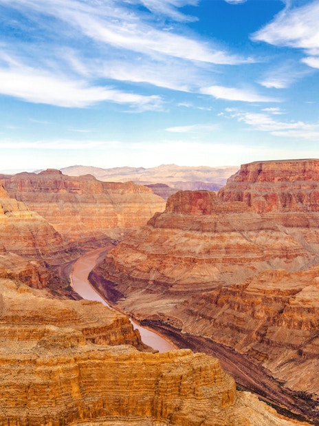 Grand Canyon West view with Colorado River, part of Las Vegas bus tour.