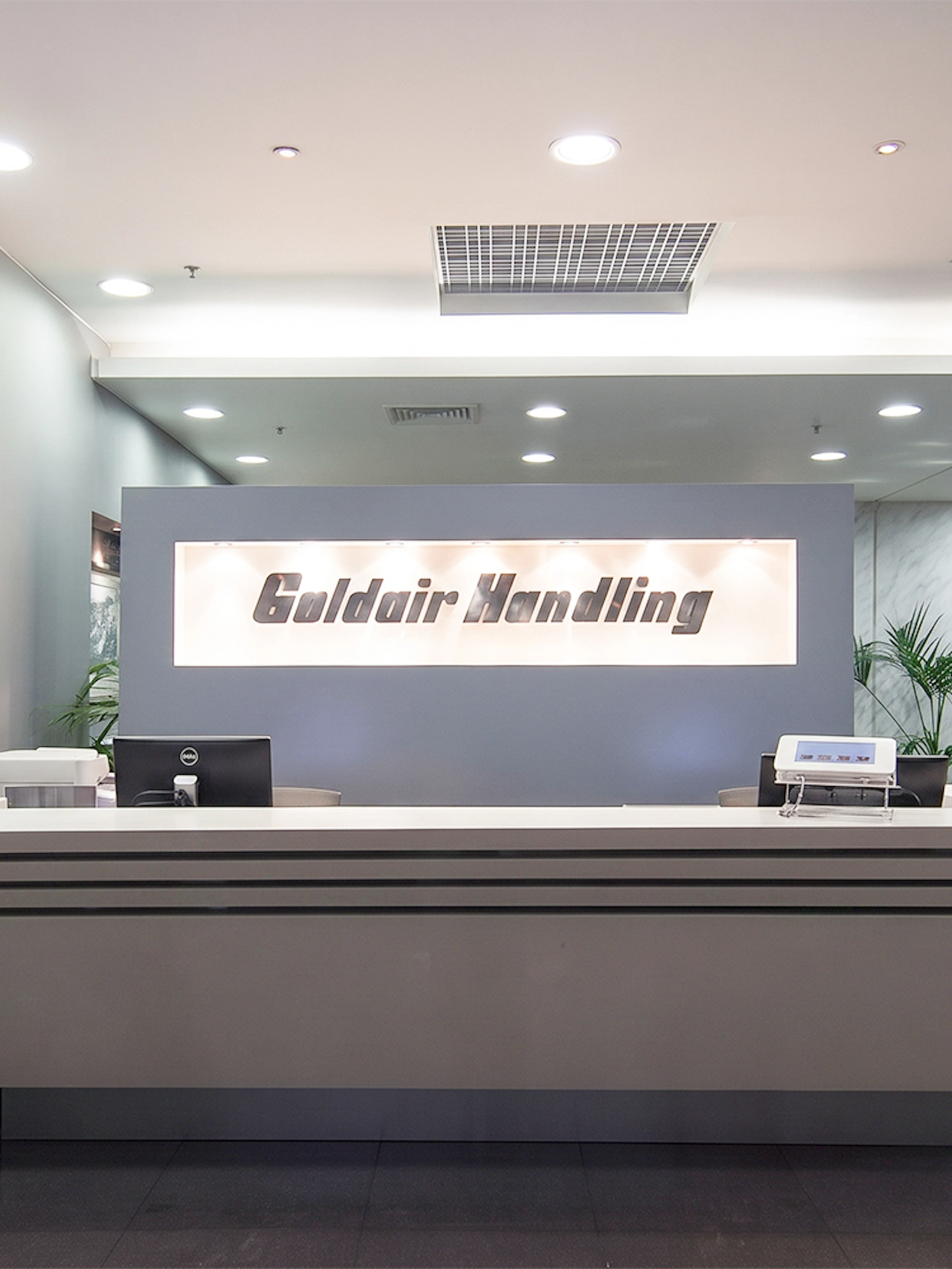 Goldair Handling Lounge reception area at Athens International Airport Hall B.