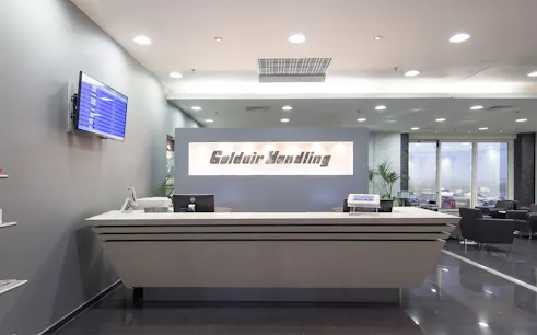Goldair Handling Lounge reception area at Athens International Airport Hall B.