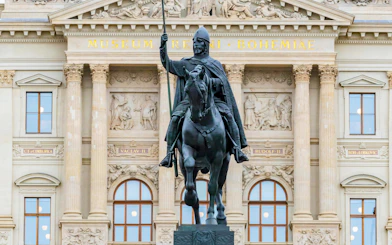 Statue of Saint Wenceslas in front of the National Museum, Prague, Czech Republic.