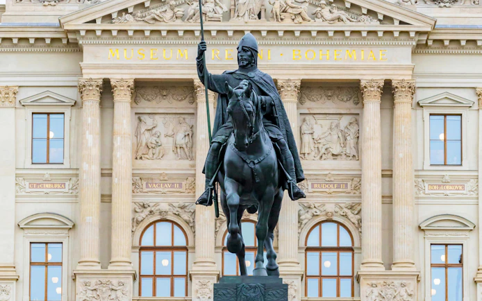 Statue of Saint Wenceslas in front of the National Museum, Prague, Czech Republic.