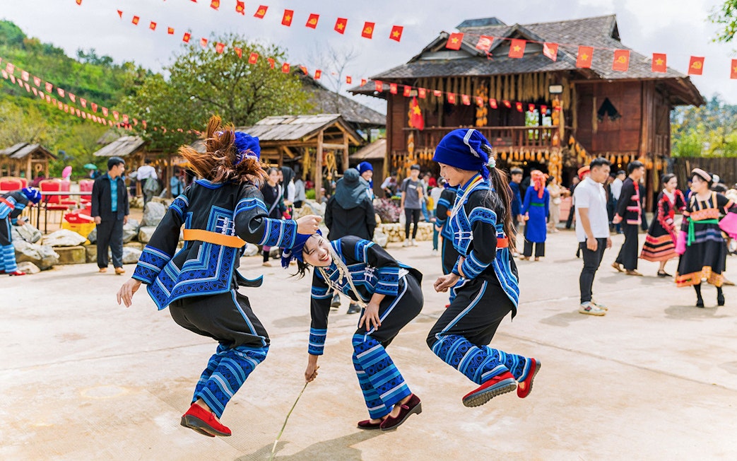 Traditional dance performance at Sun World Fansipan Legend, Vietnam.