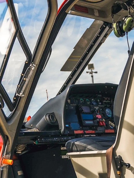 Helicopter cockpit view for Golden Gate tour experience.