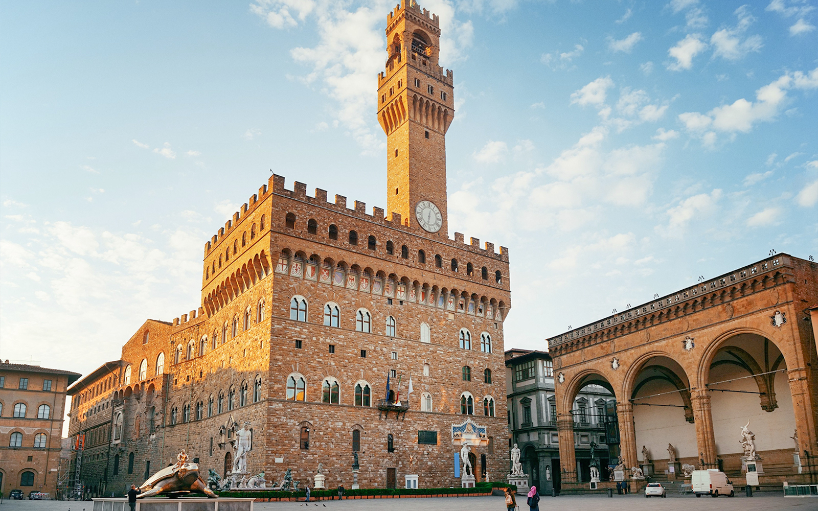 Piazza della Signoria with Palazzo Vecchio in Florence, Italy.