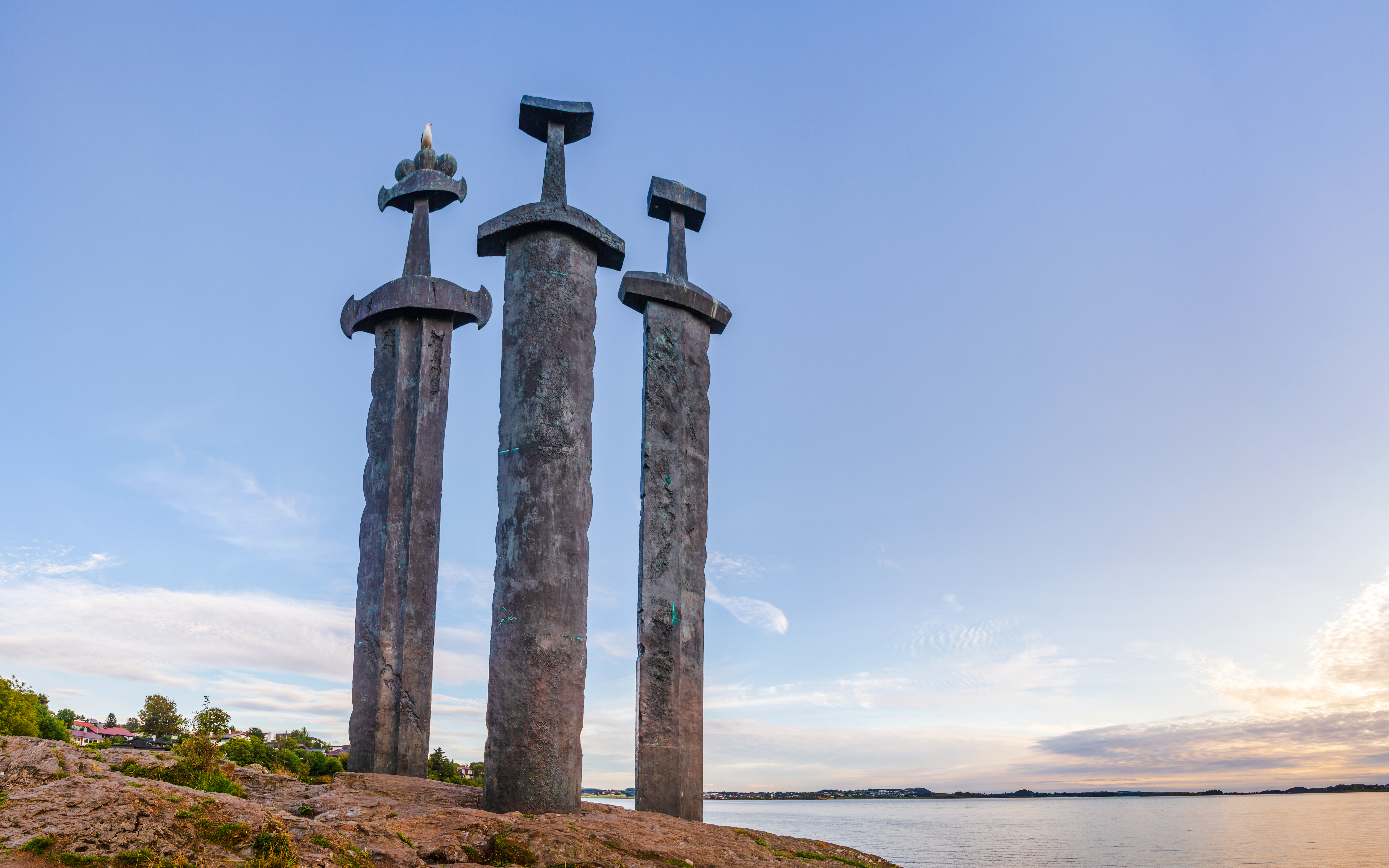 Swords in Rock monument at Mollebukta bay, Stavanger, commemorating Battle of Hafrsfjord.