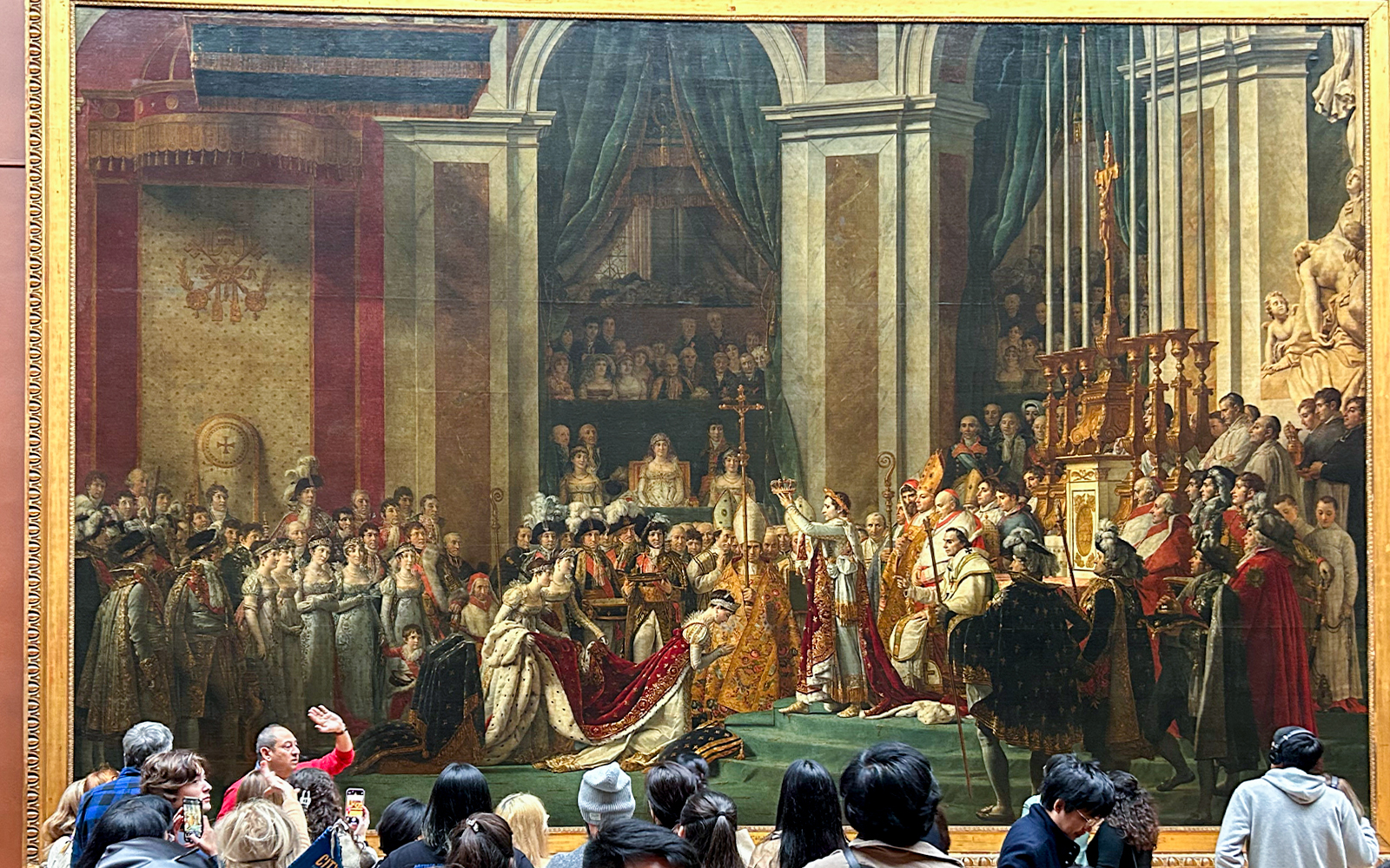 The Coronation of Napoleon painting by Jacques-Louis David in Louvre Museum, Paris.