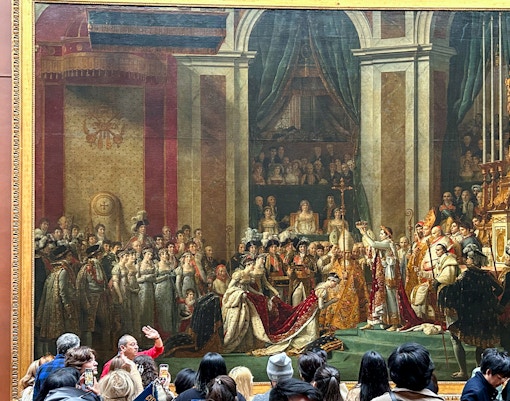 The Coronation of Napoleon painting by Jacques-Louis David in Louvre Museum, Paris.