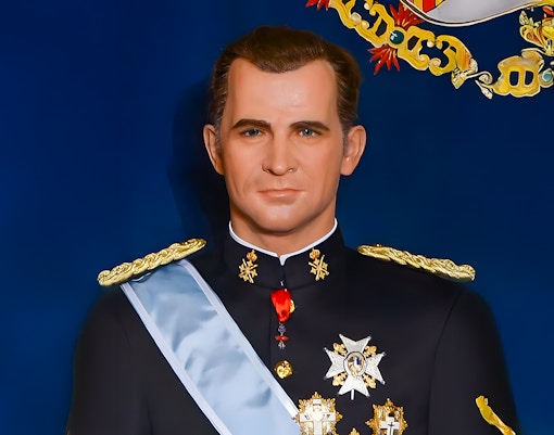 Felipe VI wax figure at wax museum in Madrid.