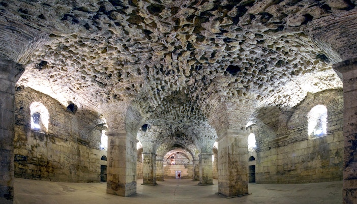 Cellars of Diocletian Palace in Split Town Croatia