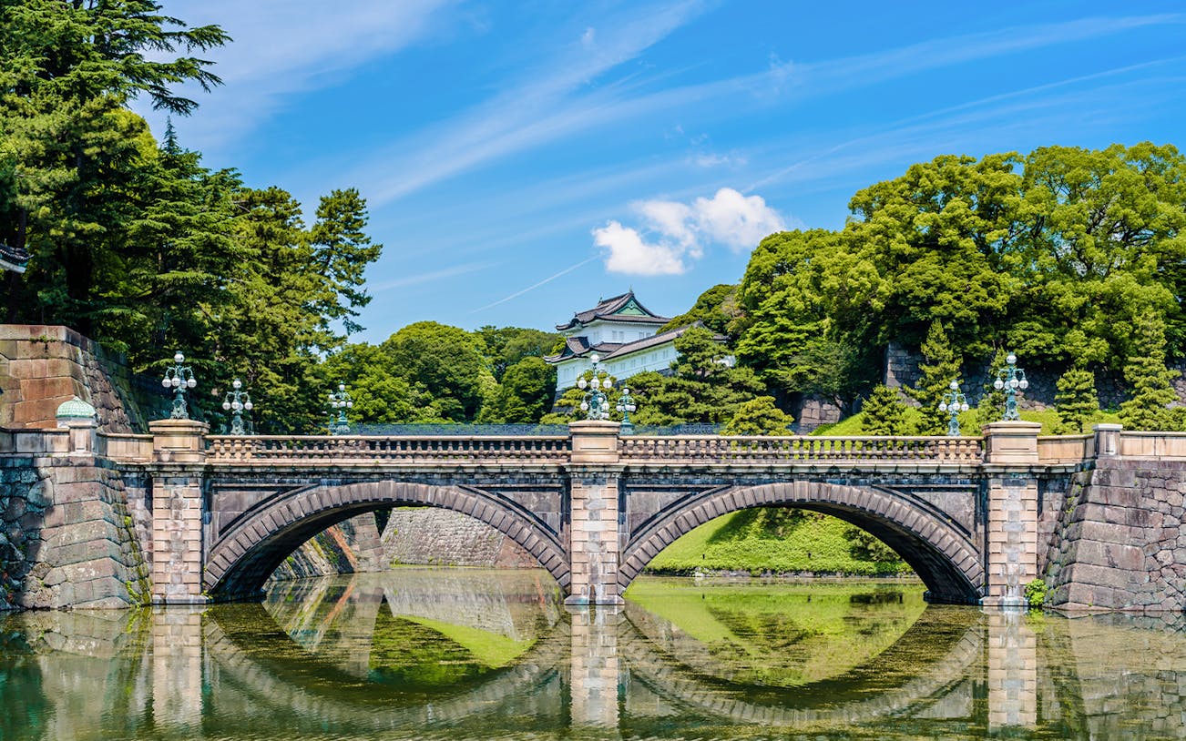 Tokyo Imperial Palace bridge on electric bike tour route.