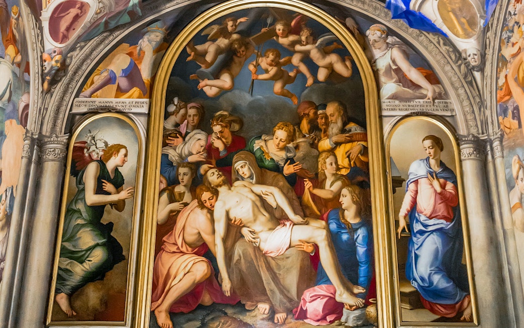Fresco depicting religious figures and angels inside Palazzo Vecchio, Florence.