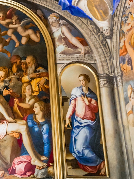 Fresco depicting religious figures and angels inside Palazzo Vecchio, Florence.