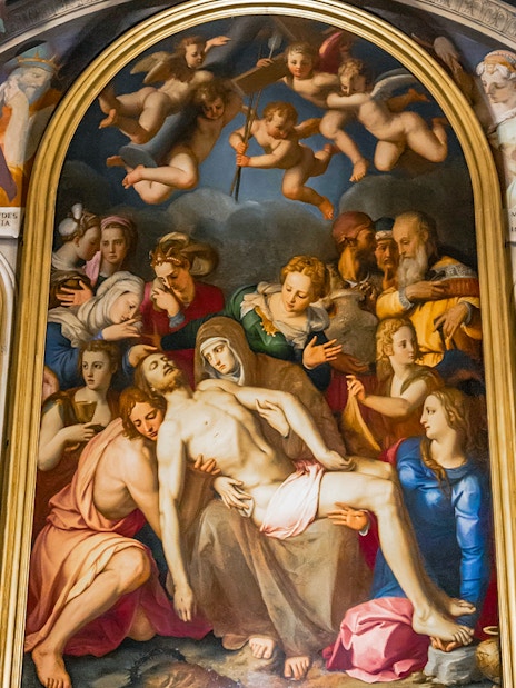 Fresco depicting religious figures and angels inside Palazzo Vecchio, Florence.