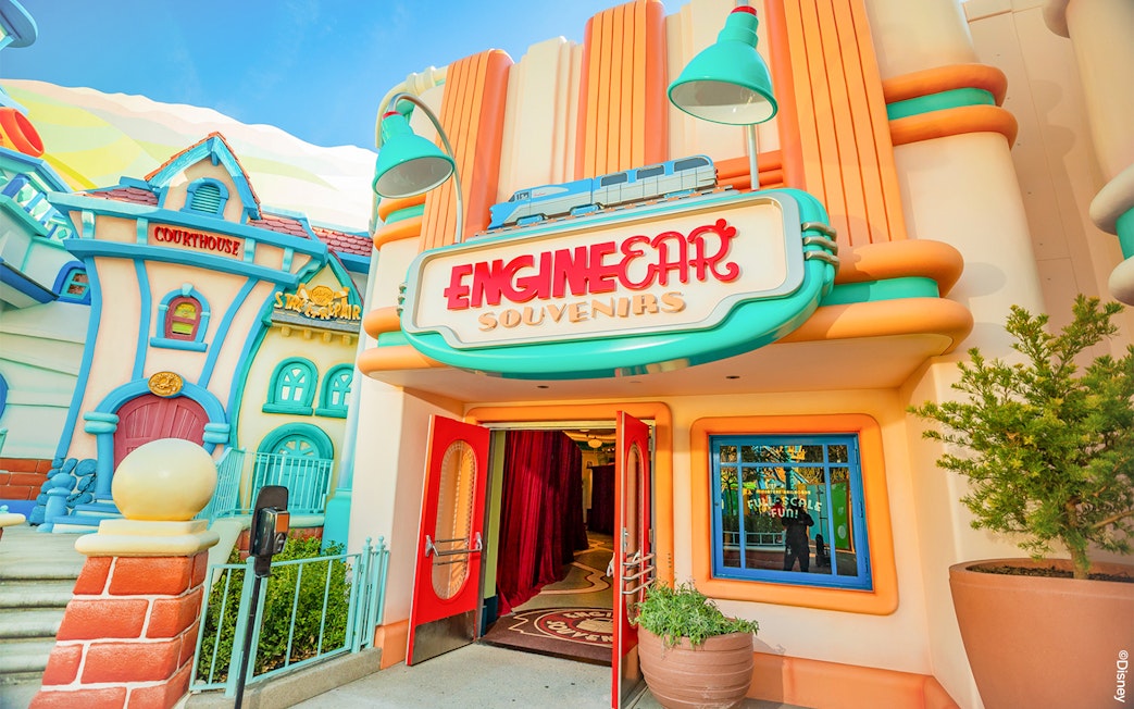 EngineEar Souvenirs entrance at Mickey's Toontown, Disneyland Park, California.