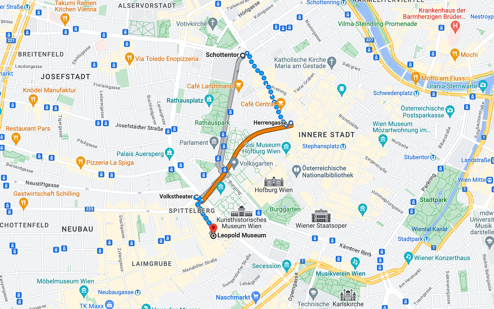 Reaching Leopold Museum via Bus