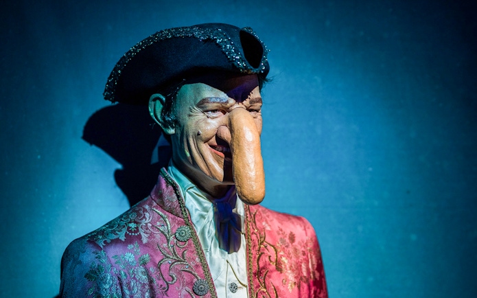 Wax figure with long nose at Ripley's Believe It or Not! museum exhibit.