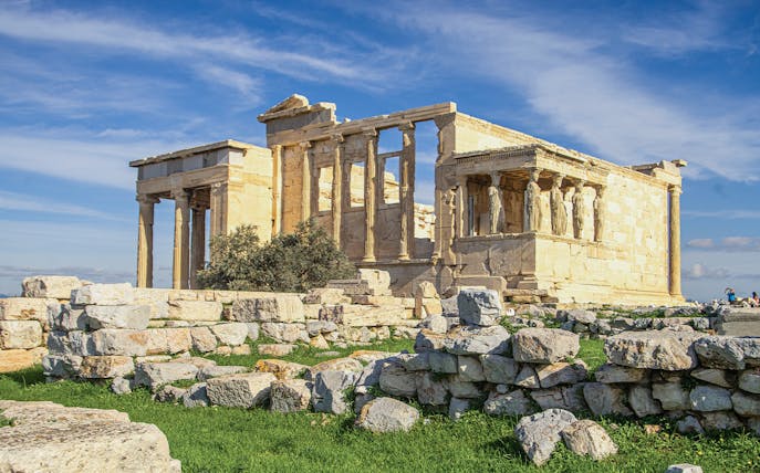 Ancient Temple of Athena Nike with Ionic columns on the Acropolis, Athens.