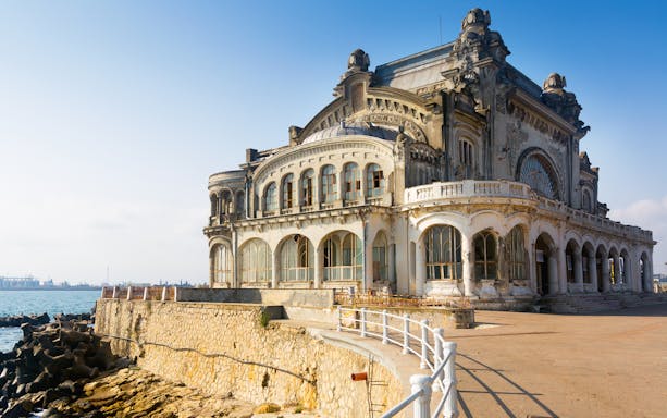 Constanta Casino on the Black Sea coast during a walking tour.
