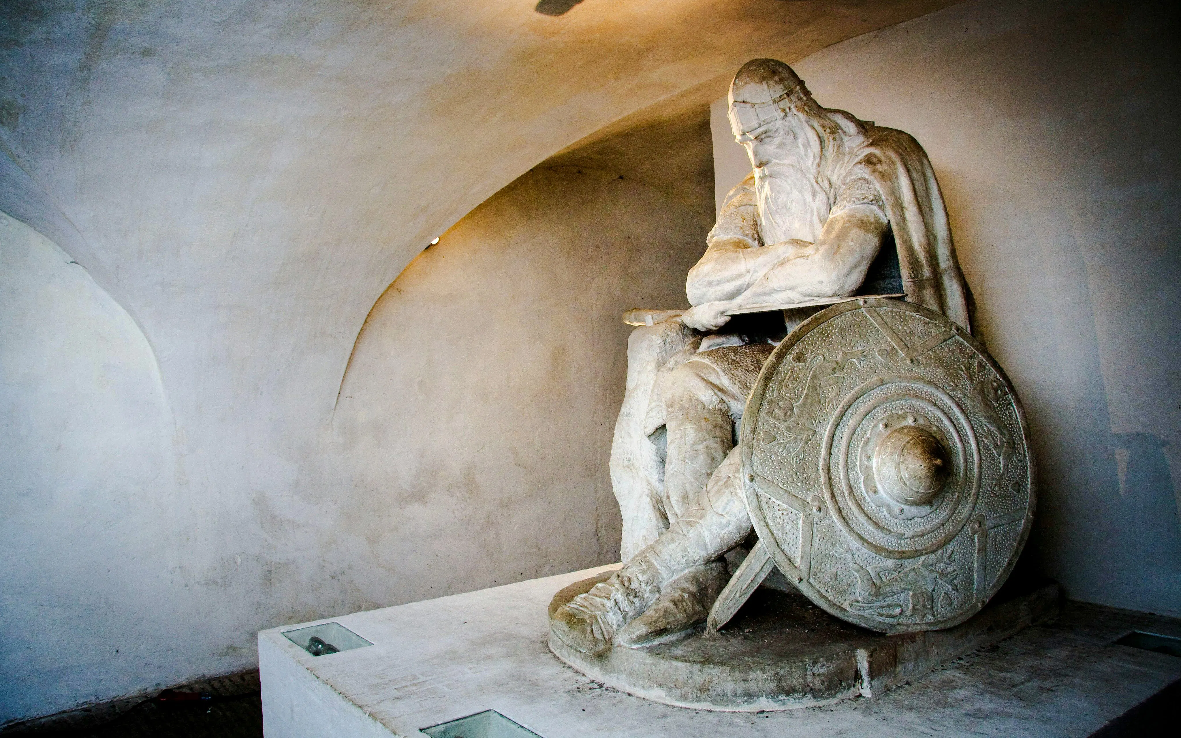 Statue of Holger Danske inside Hamlet's Castle, Kronborg, Denmark.